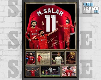 Liverpool FC Icon MOHAMED SALAH Football Shirt Back Print / Poster / Framed Memorabilia / Collectible / Signed