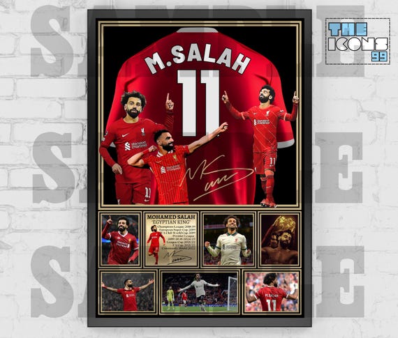 Liverpool FC Icon MOHAMED SALAH Football Shirt Back Print / Poster / Framed Memorabilia / Collectible / Signed