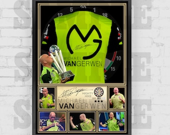 Michael van Gerwyn, Mvg Darts Legend Shirt Rückendruck / Poster / gerahmte Memorabilie / Sammlerstück / signiert