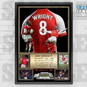 Schweres Trikot von braunes Trikot Ian Wright Trikot-Rückseite / Poster / gerahmtes Memorabilie / Sammlerstück / signiert