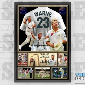 Shane Warne Australia Cricket Legend Shirt Back Print / Poster / Framed Memorabilia / Collectible / Signed