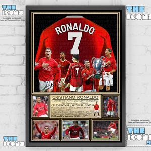 Man United Legend Cristiano Ronaldo voetbalshirt achterkant print / poster / ingelijste memorabilia / verzamelobject / gesigneerd