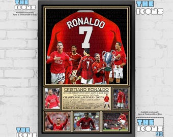 Man United Legend Cristiano Ronaldo Football Shirt Back Print / Poster / Framed Memorabilia / Collectible / Signed