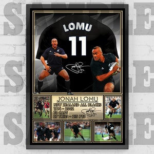 Jonah Lomu New Zealand All Blacks Rugby Legend Shirt Back Print / Poster / Framed Memorabilia / Collectible / Signed