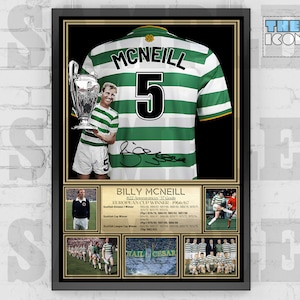 Celtic FC Legend Billy McNeill &#39;Cesar&#39; Football Shirt Back Print / Poster / Framed Memorabilia / Collectible / Signed