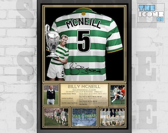 Celtic FC Legend Billy McNeill 'Cesar' Football Shirt Back Print / Poster / Framed Memorabilia / Collectible / Signed