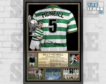 Celtic FC Legend Billy McNeill 'Cesar' Football Shirt Back Print / Poster / Framed Memorabilia / Collectible / Signed