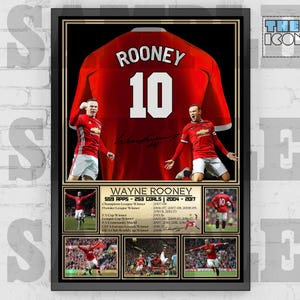 Man United Legend Wayne Rooney Football Shirt Back Print / Poster / Framed Memorabilia / Collectible / Signed