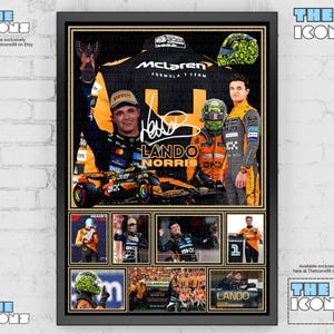 Hełm Lando Norrisa F1 Icon wydruk / plakat / oprawione pamiątki / przedmiot kolekcjonerski / z autografem