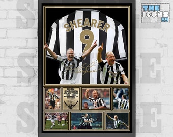 Newcastle United Legend Alan Shearer Football Shirt Back Print / Poster / Framed Memorabilia / Collectible / Signed
