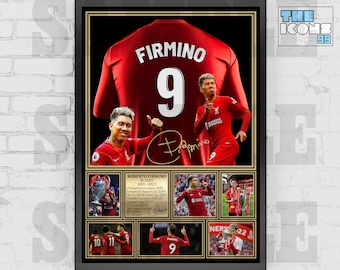 Liverpool FC Icon ROBERTO FIRMINO Football Shirt Back Print / Poster / Framed Memorabilia / Collectible / Signed