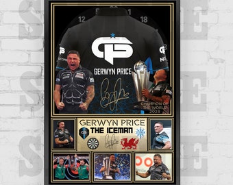 Gerwyn Price, The Iceman Darts Legend Shirt Back Print / Poster / Framed Memorabilia