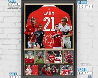 Philipp Lahm Bayern München-affisch: Fotbollsikonminnessaker