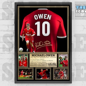 Liverpool FC Legend MICHAEL OWEN Football Shirt Back Print / Poster / Framed Memorabilia / Collectible / Signed