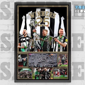Newcastle United Vinnare 2025 Fotbollströja Baksidestryck / Affisch / Inramade Memorabilia / Samlarobjekt / Signerad bild 1