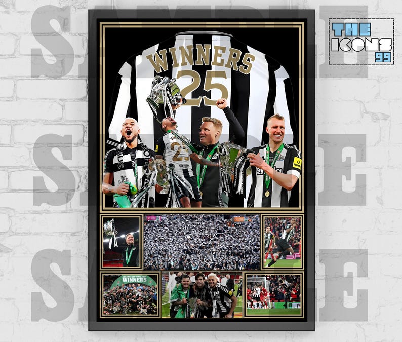 Newcastle United Vinnare 2025 Fotbollströja Baksidestryck / Affisch / Inramade Memorabilia / Samlarobjekt / Signerad bild 1