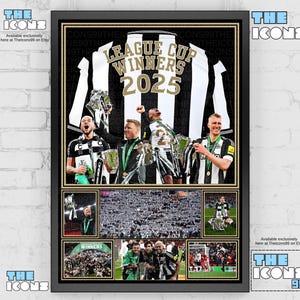 Newcastle United Winners 2025 voetbalshirt print achterkant / poster / ingelijste memorabilia / verzamelobject / gesigneerd