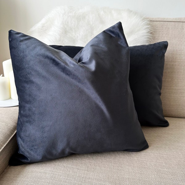 Anthracite Velvet Any Size Pillow Cover, Luxury Modern & Soft Pillow Case, Highest Quality Velvet Decorative Cushion Cover, Invisible Zipper