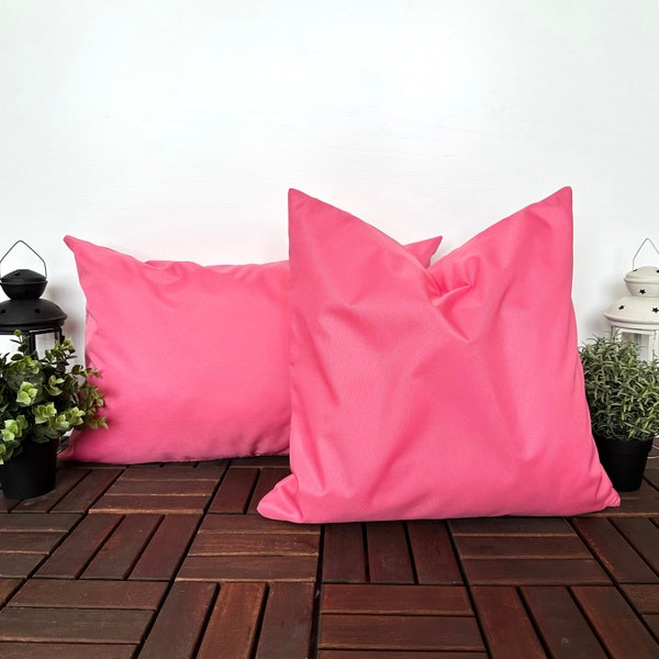 Housse de coussin rose bonbon pour l'extérieur, housse de coussin lombaire résistante à l'eau et aux taches, housse de coussin pour extérieur Vivid, n'importe quelle taille, housse uniquement