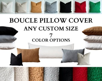 Boucle Extra Soft Throw Pillow Cover, Comfy Teddy Throw Pillow Case, Puffy Handmade Cushion Cover, Invisible Zipper, Color Options, Any Size