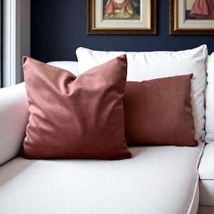 Dusty Rose Velvet Throw Pillow Cover, Super Soft Luxury Oversize Cushion Cover, Pink Velvet Pillow Case, 24 Color Choices, Euro Sham Covers