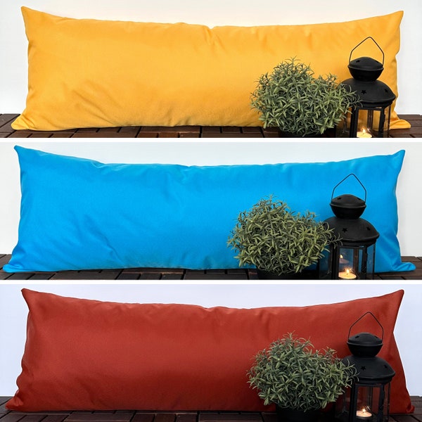 Housse de coussin lombaire d'extérieur, 26 couleurs au choix, Toutes les tailles sur mesure, Taie d'oreiller résistant à l'eau, Housse de coussin d'extérieur, Fermeture éclair cachée