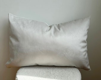 Off White Velvet Lumbar Pillow Cover, Any Size Extra Soft Throw Pillow Case, High Quality Velvet Cushion Cover, Living Room Decor, Euro Sham