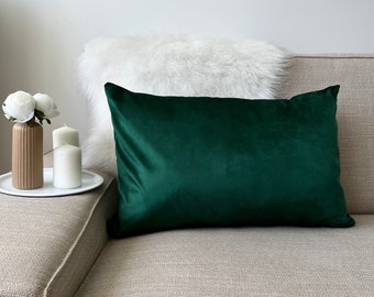 Golf Green Velvet Lumbar Pillow Case, Luxury Boho Throw Pillow Cover, Any Size Soft Cushion Cover, Bedroom Decor, Hidden Zipper, 20x20 16x24