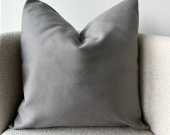 Glacier Gray Linen Pillow Cover, Luxury Linen Cushion Cover, Hidden Zipper Custom Throw Pillow Case, Living Room & Bedroom Decor, Any Size