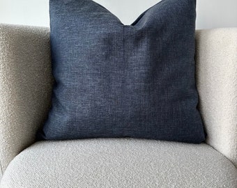 Dark Blue Linen Throw Pillow Cover, Luxurious Linen Cushion Cover, Any Size, Living Room Decor, Hidden Zipper, Navy Blue Pillow Case, 22x22