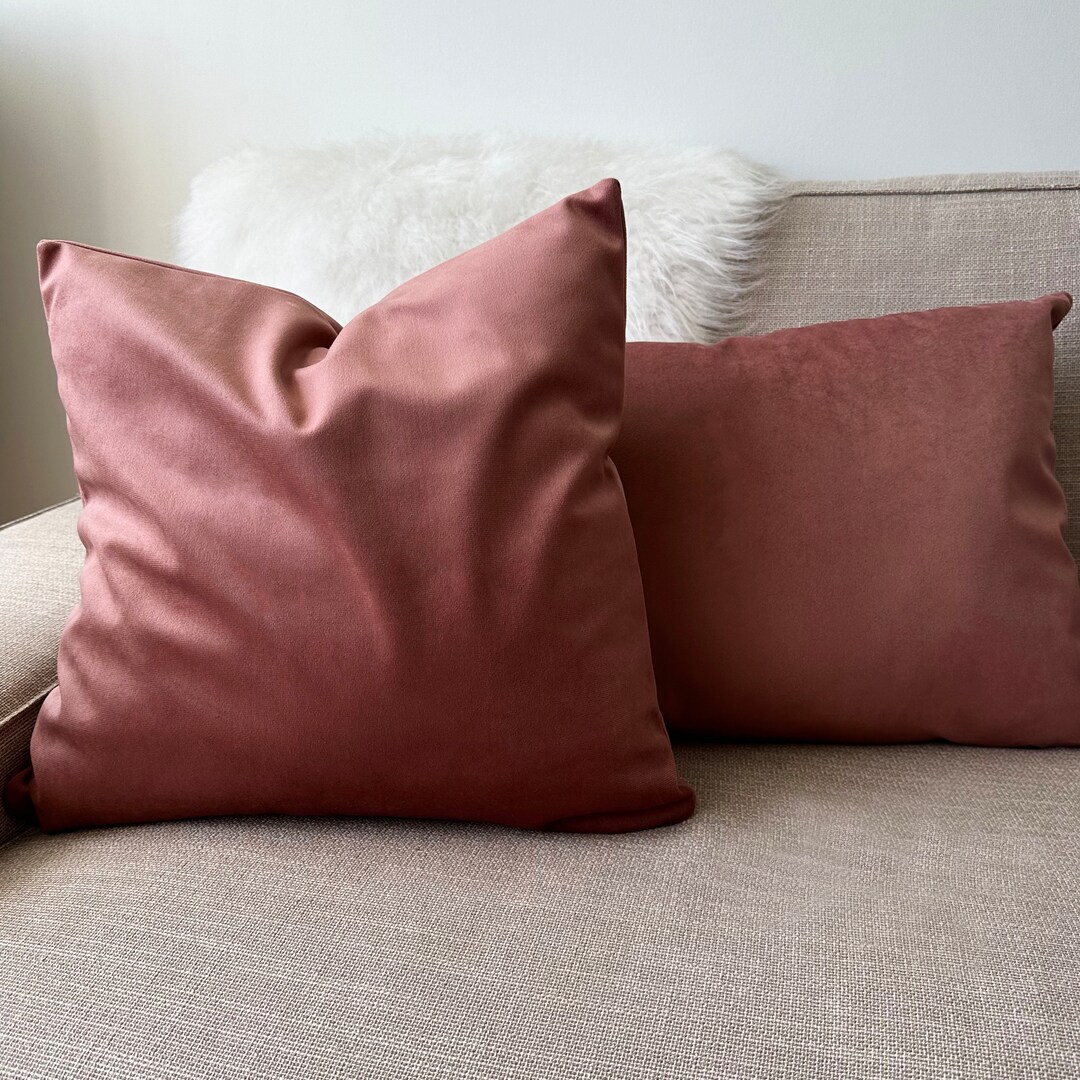 Dusty Rose Velvet Throw Pillow Cover Super Soft Luxury Etsy UK