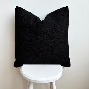 black boucle pillow 18x18