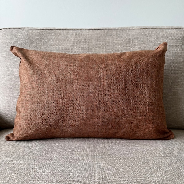 Rust Color Linen Throw Pillow Cover, Boho & Cozy Terracotta Linen Cushion Cover, Any Custom Size Lumbar Pillow Case, Many Colors, Euro Sham