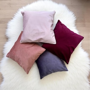 Velvet Pink & Purple Throw Pillow Cover, Soft Luxury Velvet Dusty Rose and Lilac Cushion Cover, All Sizes, Euro Sham Cover,14x14 16x16 18x18