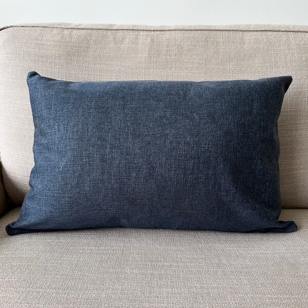 Dark Blue Midnight Lumbar Pillow Etsy