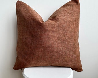 Linen Rust Boho Throw Pillow Cover, Terracotta Accent Pillow Case, Custom Burnt Orange Linen Cushion Cover, Living Room & Bedroom Decor