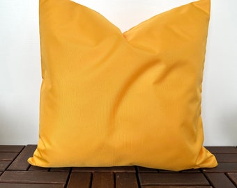 Outdoor Yellow Throw Pillow Cover, Water Resistant Durable Vibrant Pillow Case, Outdoor Any Size Pillow Cover, Invisible Zipper, Porch Decor