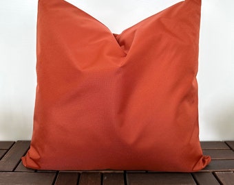 Outdoor Terracotta Throw Pillow Cover, Water Resistant Durable Burnt Orange Pillow Case, Outdoor Cushion Cover, Beach House Patio Decor