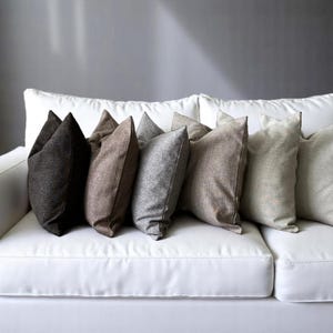Earth Tones Linen Throw Pillow Cover, Any Size Cozy Home Pillow Case, Heavy Linen Long Cushion Cover, Hidden Zipper, Boho House Textile
