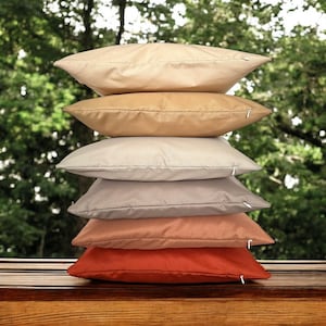 Natural Colors Outdoor Throw Pillow Cover, Waterproof Pillow Case, Stainproof Outdoor Lumbar Cushion Cover, Color Choices, Hidden Zipper