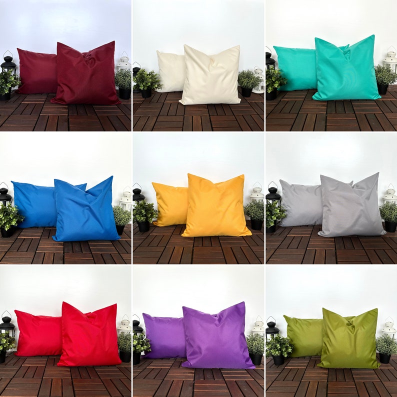 Outdoor Throw Pillow Cover, Water Resistant Lumbar Pillow Case, Stainproof Cushion Cover, Invisible Zipper, Vibrant Solid Color, Any Size image 7