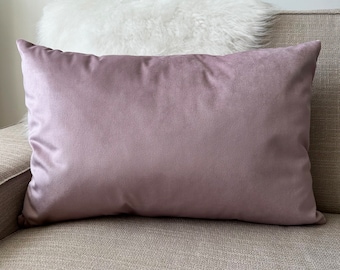 Velvet Light Pink Lumbar Pillow Cover, Luxury Soft Throw Pillow Case, Pale Pink Velvet Cushion Cover, Any Custom Size, Living Room Decor