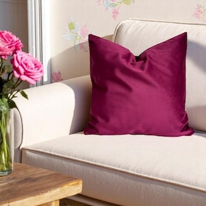 Velvet Reddish Purple Pillow Case, Extra Soft Any Size Cushion Cover, Fuchsia Velvet Pillow Cover, 24 Color Choices, Luxury Decoration