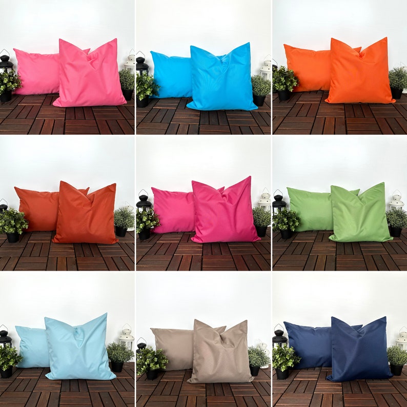 Outdoor Throw Pillow Cover, Water Resistant Lumbar Pillow Case, Stainproof Cushion Cover, Invisible Zipper, Vibrant Solid Color, Any Size image 6