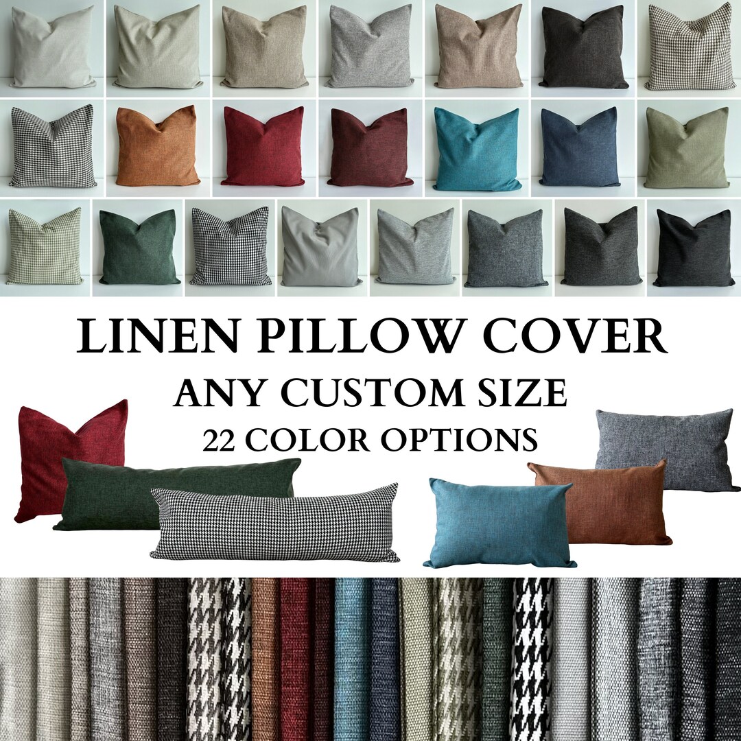 Linen All Sizes Pillow Cover, Heavy Canvas Linen Throw Pillow Case