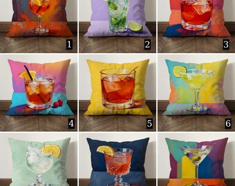 Kolorowa poszewka na poduszkę koktajlową, poszewka na poduszkę w stylu pop-art, zabawny wystrój kuchni