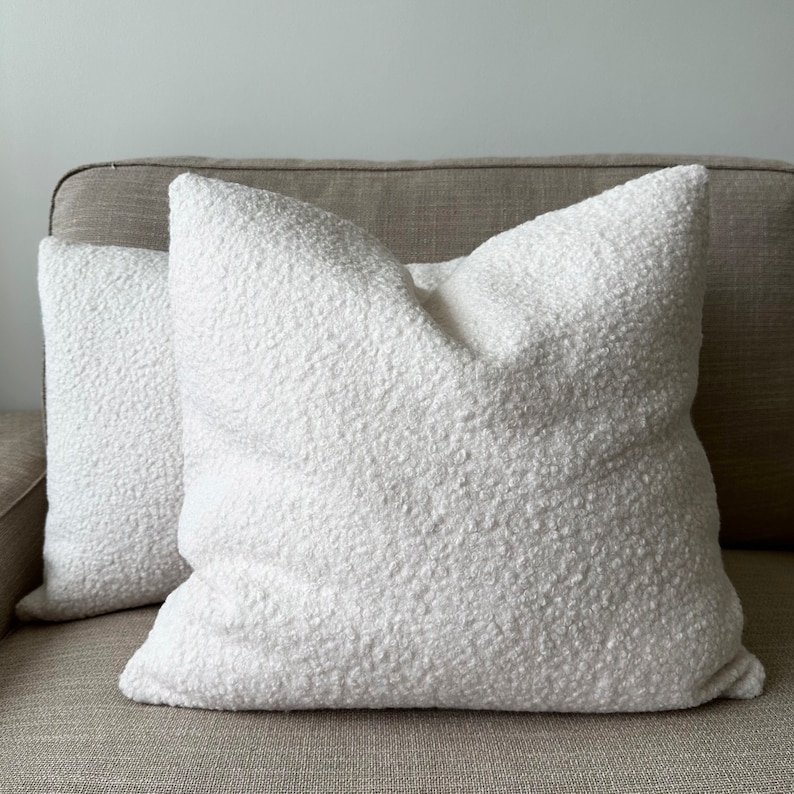 white boho cozy puffy accent pillow cover