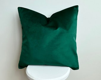 Velvet Deep Green Color Pillow Cover, Custom Size, Invisible Zipper Luxury Throw Pillow Case, Soft Velvet Cushion Cover, Living Room Decor