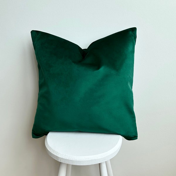 Velvet Deep Green Color Pillow Cover, Custom Size, Invisible Zipper Luxury Throw Pillow Case, Soft Velvet Cushion Cover, Living Room Decor