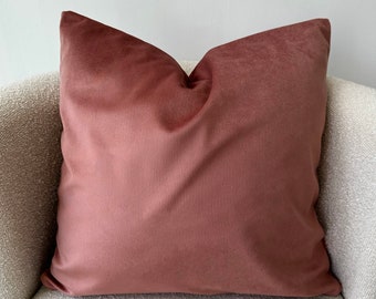 Velvet Dusty Rose Throw Pillow Cover, Extra Soft Luxury Velvet Cushion Cover, Pink Velvet Pillow Case, Euro Pillow Sham, Any Size, 20x20